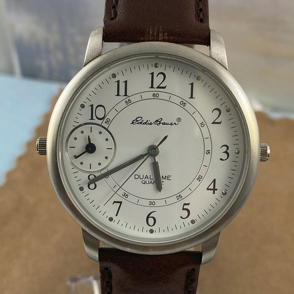 Eddie Bauer Other - Vintage Eddie Bauer Dual Time Watch Silver Brown